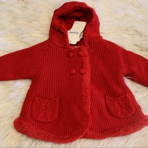 Mayoral Red Knitted Hooded Jacket